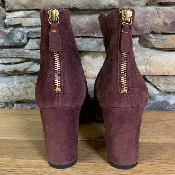 Boden Suede Ankle Boots Block Heel Back Zip Sz 40 Booties 3" India - Picture 10 of 13
